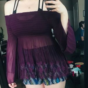 See-Through Off the Shoulder Lace Top
